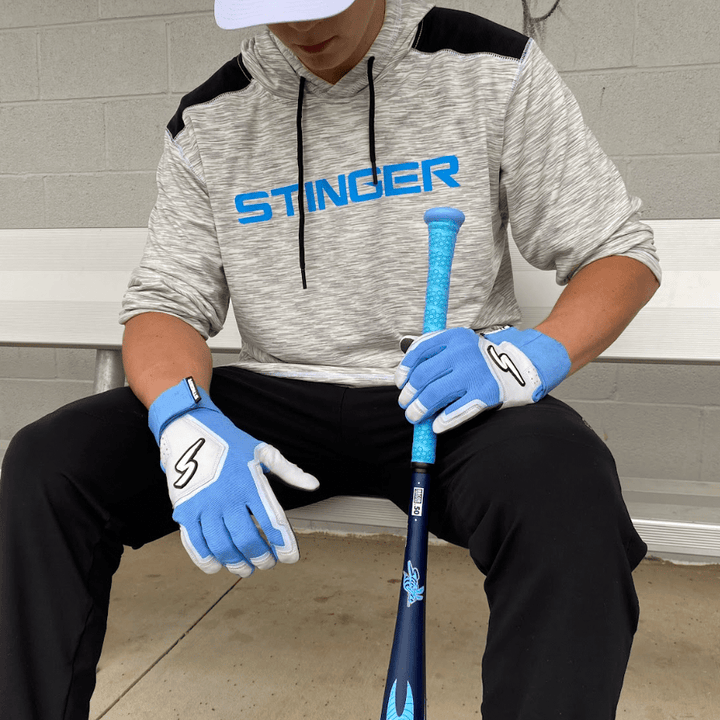 Stinger Sports Batting Gloves Winder Series Batting Gloves - Columbia Blue/White & Graphite