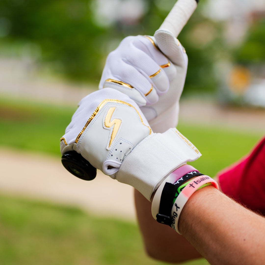 Stinger Sports Batting Gloves Winder Series Batting Gloves - White & Gold Chrome