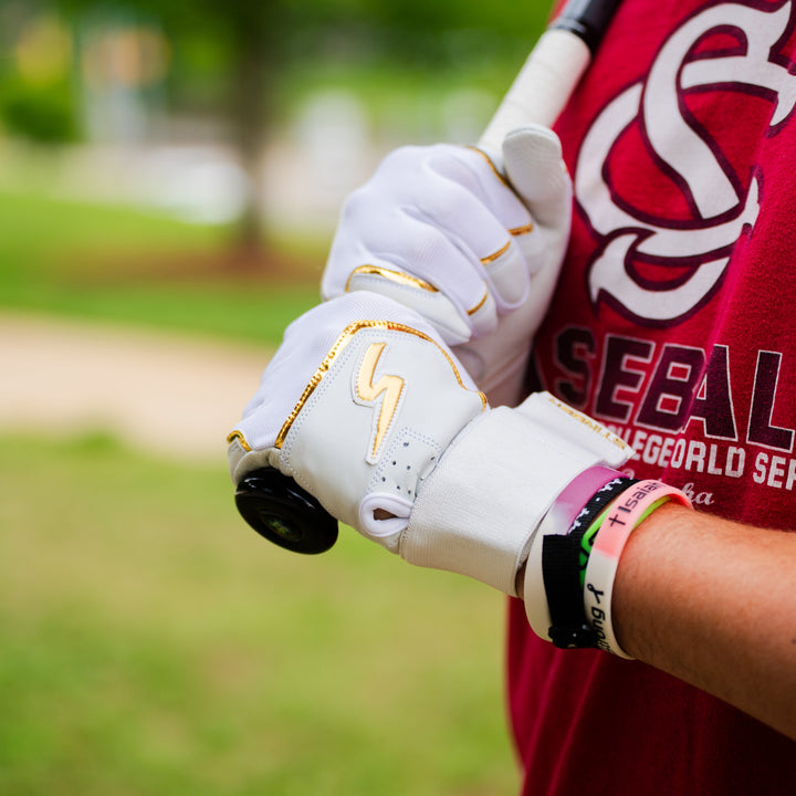 Stinger Sports Batting Gloves Winder Series Batting Gloves - White & Gold Chrome