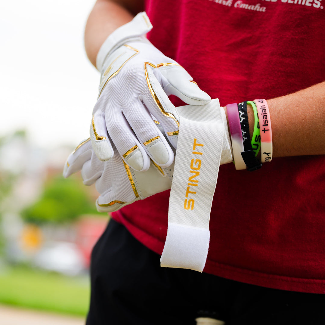 Stinger Sports Batting Gloves Winder Series Batting Gloves - White & Gold Chrome