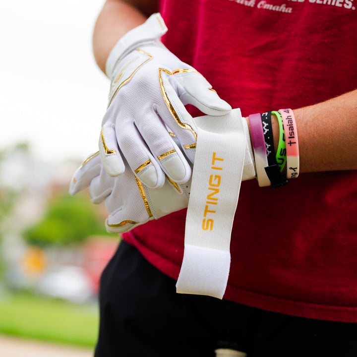 Stinger Sports Batting Gloves Winder Series Batting Gloves - White & Gold Chrome