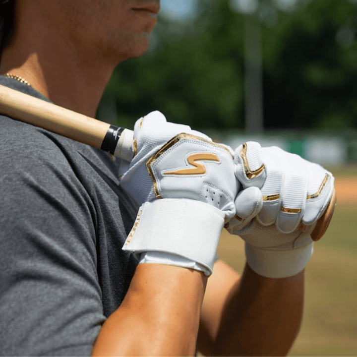 Stinger Sports Batting Gloves Winder Series Batting Gloves - White & Gold Chrome