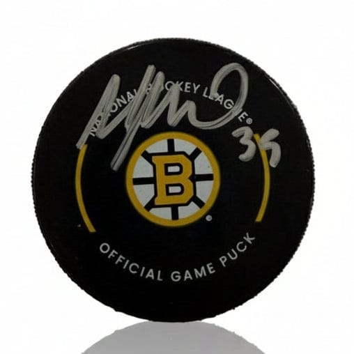 Dynasty Sports & Framing Autographed Pucks Morgan Geekie Boston Bruins Autographed 2025 Game Model Puck