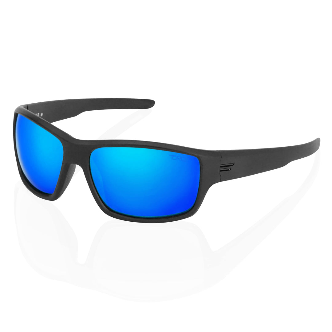 TOROE Performance Eyewear Sunglasses Black / Baja Blue Mirror Lens FIELD Polarized