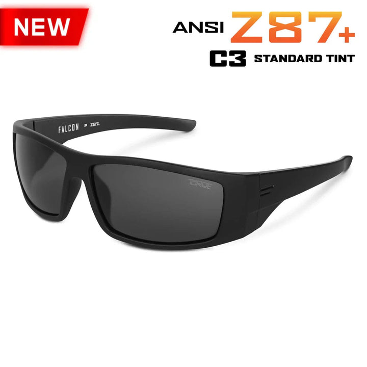 TOROE Performance Eyewear Sunglasses Black C3 Lens FALCON ANSI Z87+ Safety Polarized