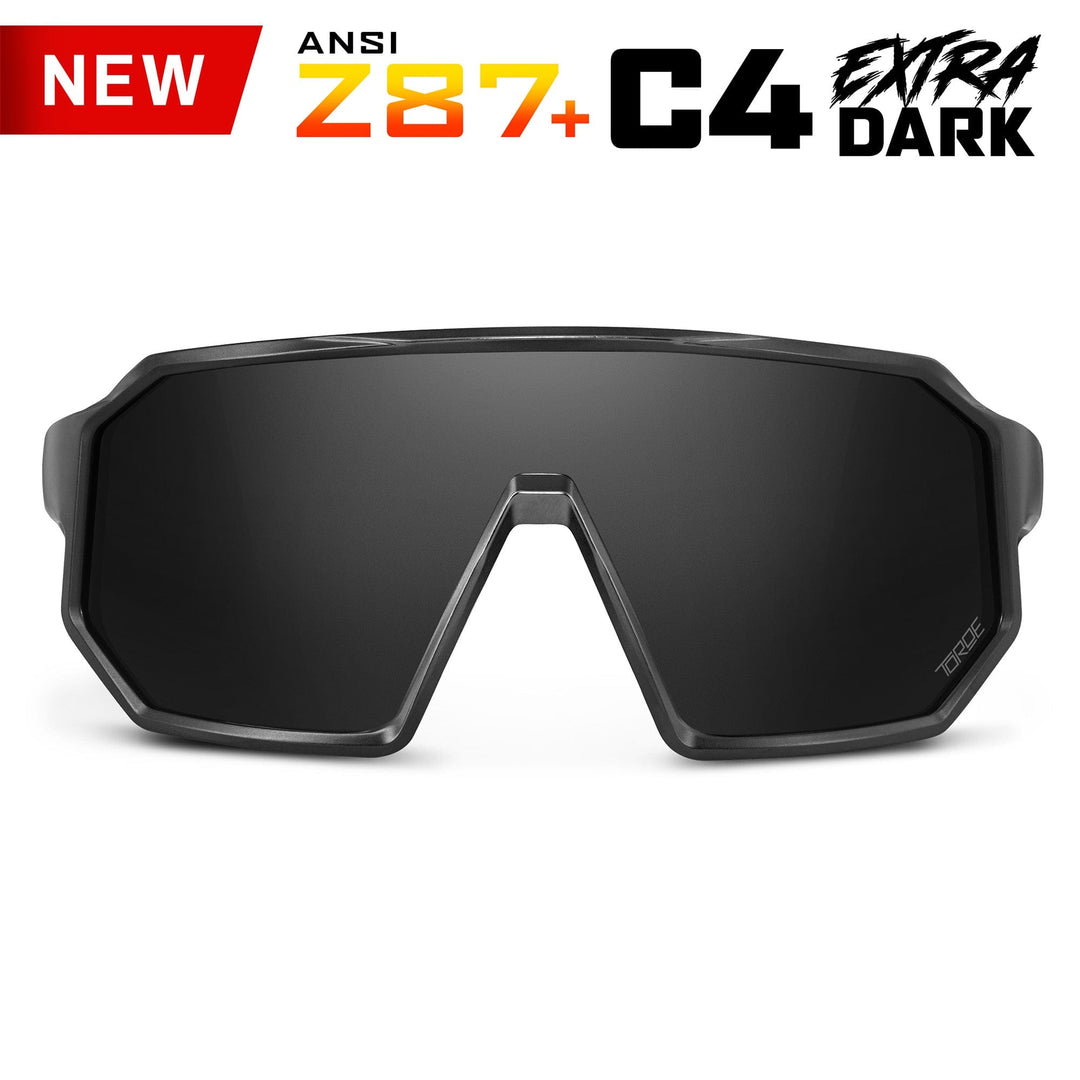 TOROE Performance Eyewear Sunglasses Black C4 Extra Dark Lens ANSI Z87+ PISMO Polarized