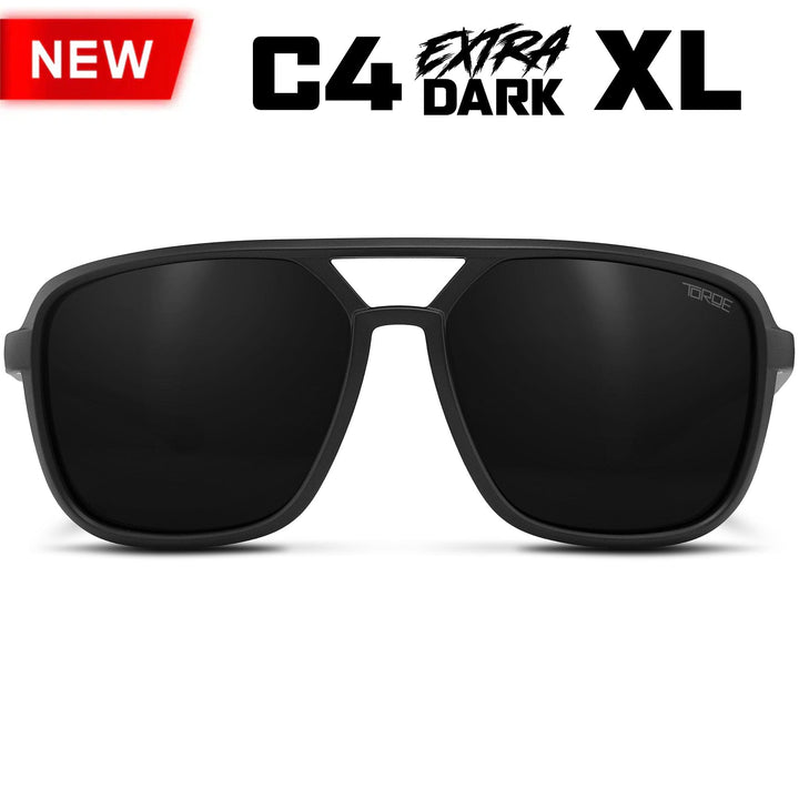 TOROE Performance Eyewear Sunglasses Black C4 Extra Dark Lens / XL EXTRA LARGE NASH Polarized