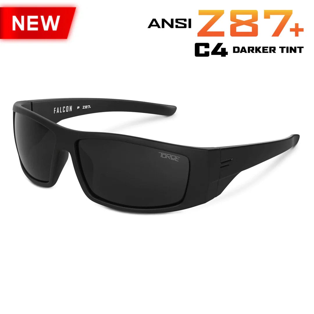 TOROE Performance Eyewear Sunglasses Black C4 Lens FALCON ANSI Z87+ Safety Polarized