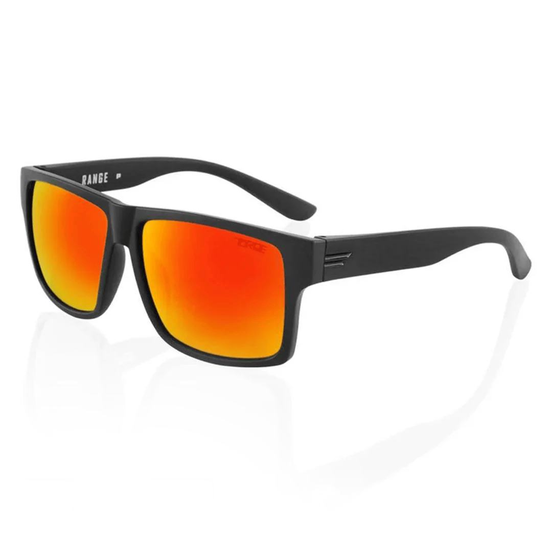 TOROE Performance Eyewear Sunglasses Black / Fire Red Mirror Lens RANGE Polarized