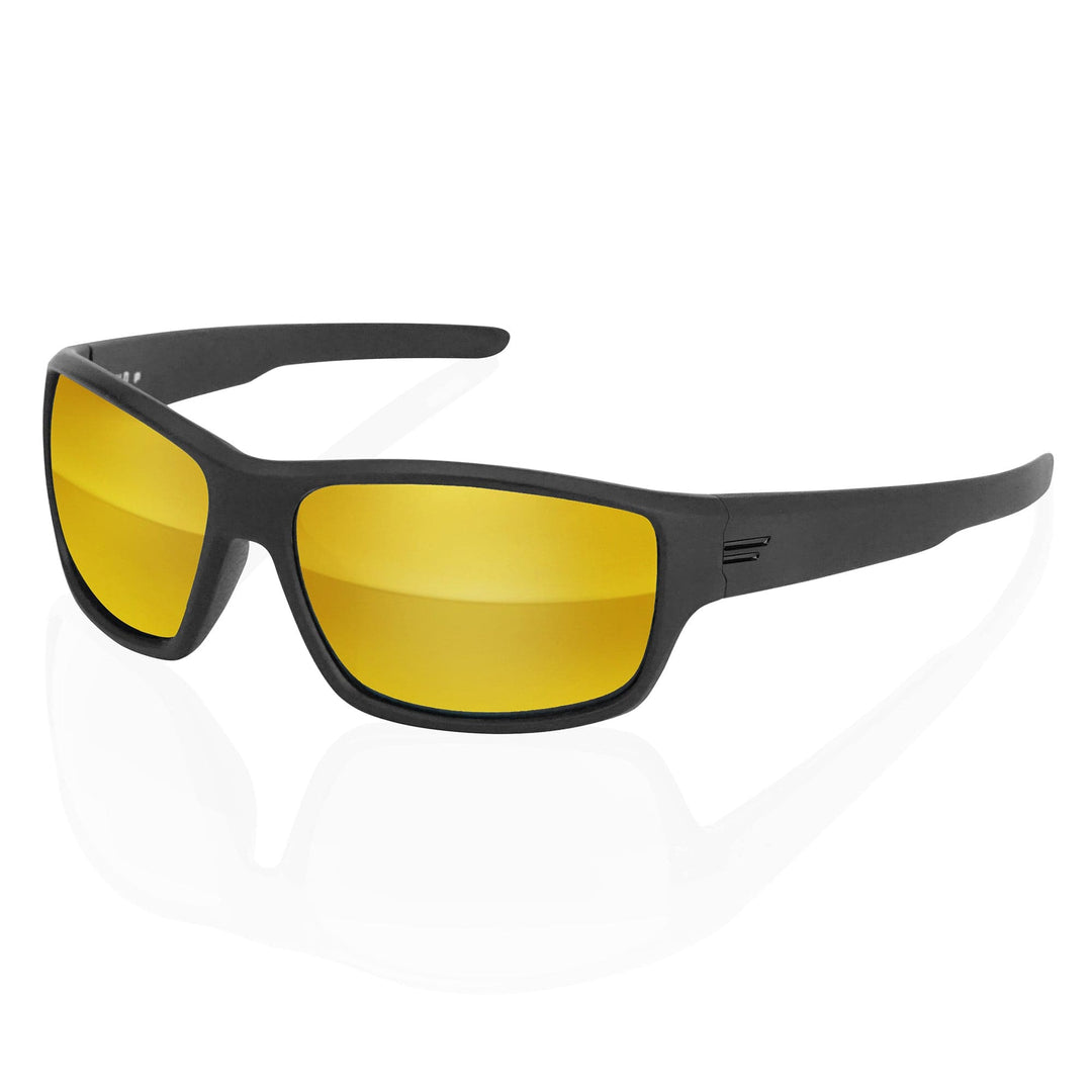 TOROE Performance Eyewear Sunglasses Black / Gold Mirror Lens FIELD Polarized