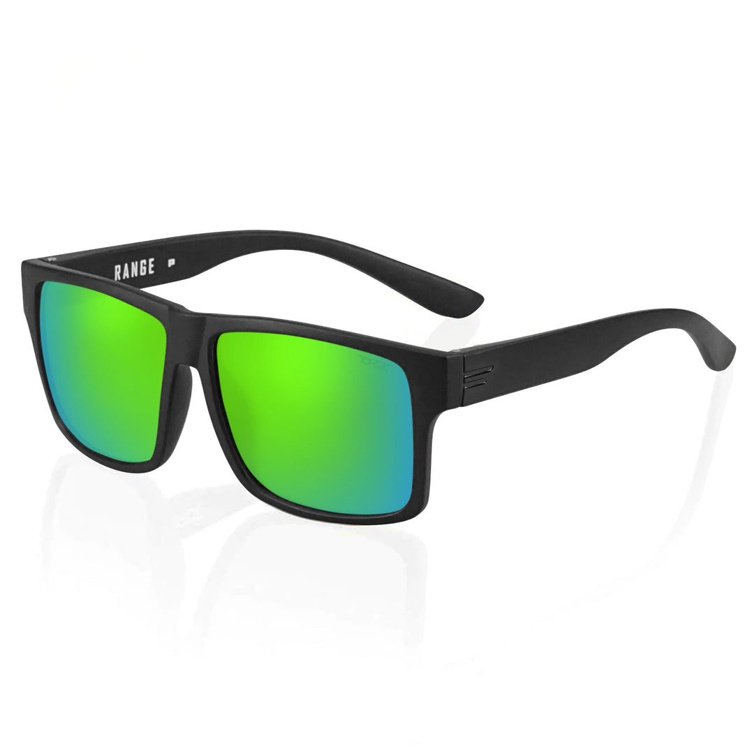 TOROE Performance Eyewear Sunglasses Black / Midnight Green Mirror Lens RANGE Polarized