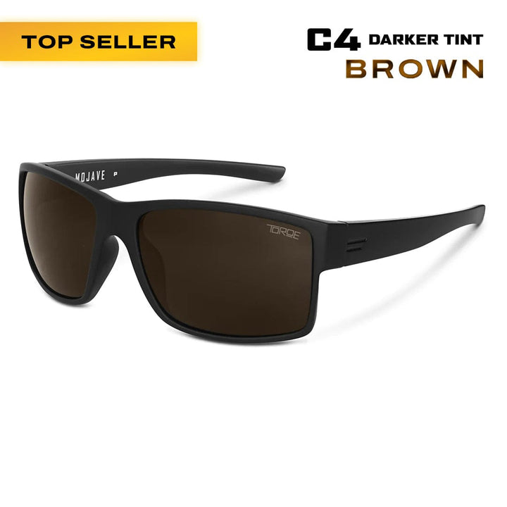 TOROE Performance Eyewear Sunglasses Brown C4 Extra Dark Lens MOJAVE C4 Extra Dark Polarized