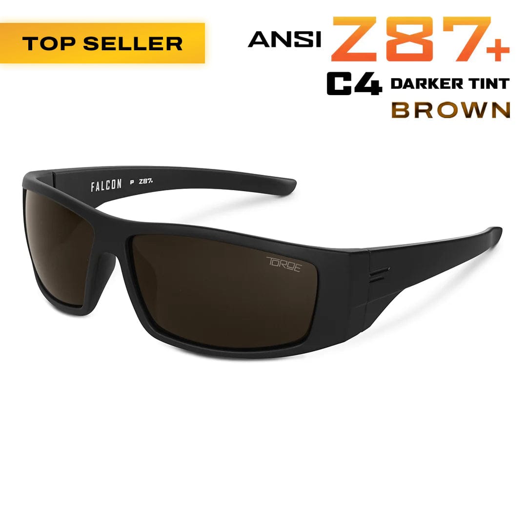 TOROE Performance Eyewear Sunglasses Brown C4 lens FALCON ANSI Z87+ Safety Polarized