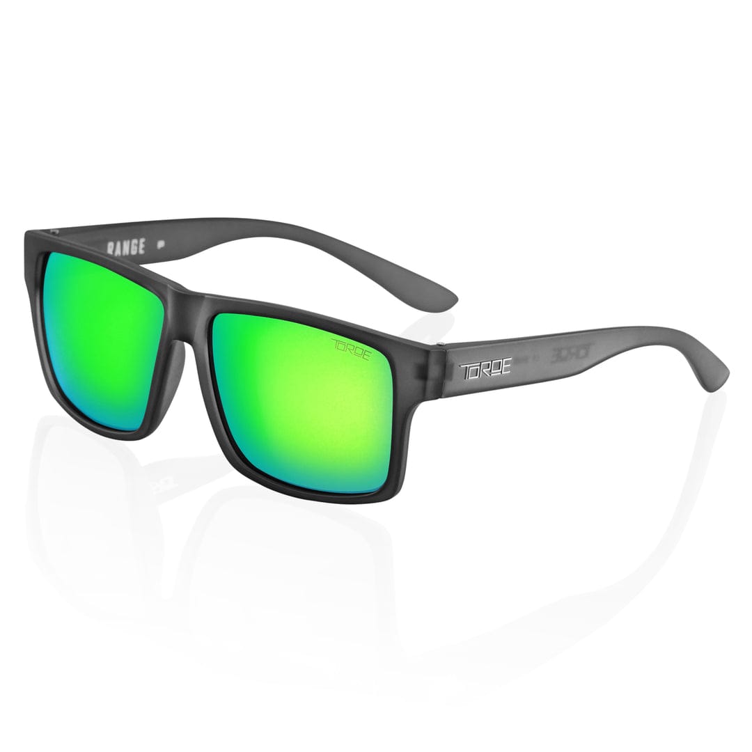 TOROE Performance Eyewear Sunglasses Frost Gray / Green Mirror Lens Exclusive Edition RANGE Polarized