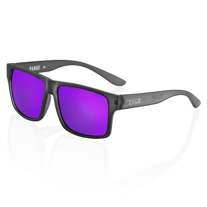 TOROE Performance Eyewear Sunglasses Frost Gray / Purple Lens Exclusive Edition RANGE Polarized - Purple Mirror
