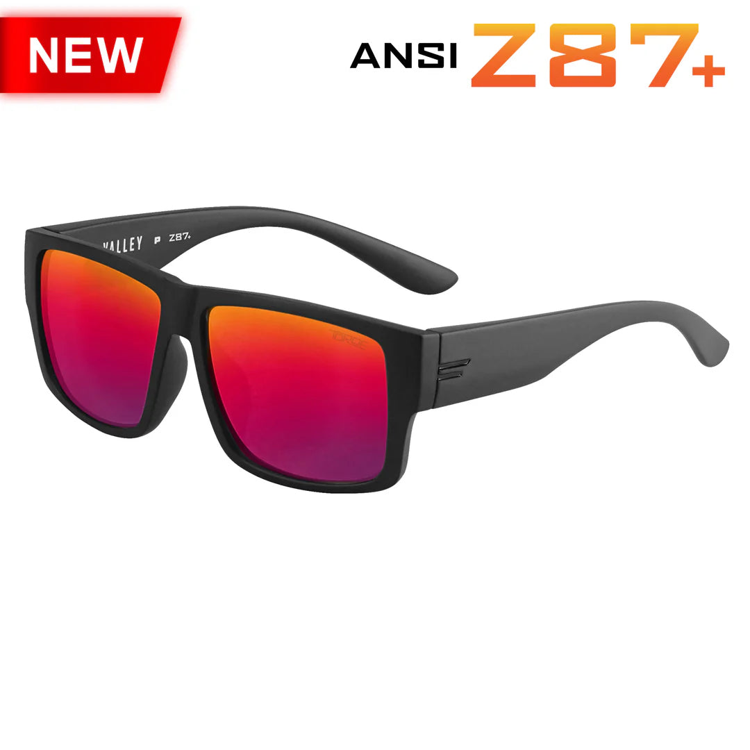 TOROE Performance Eyewear Sunglasses Fuze Color Mirror Lens VALLEY ANSI Z87+ Safety Polarized