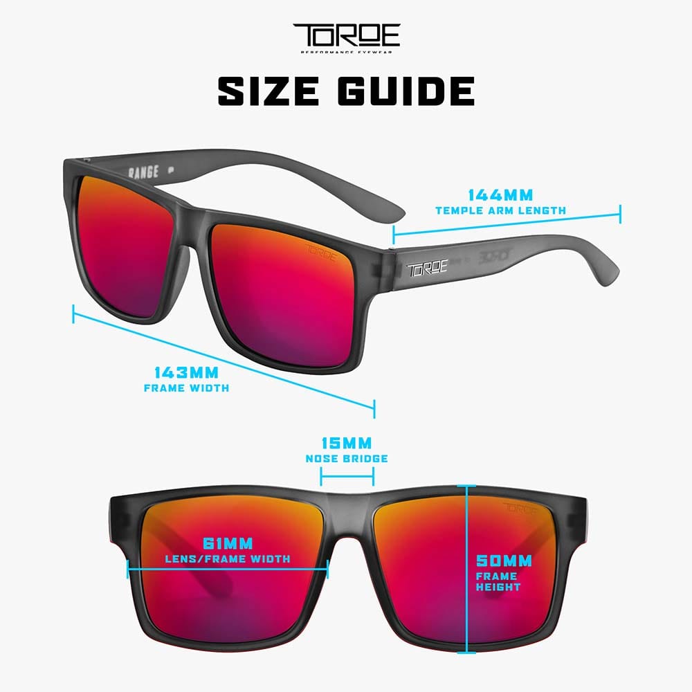 TOROE Performance Eyewear Sunglasses FUZE Mirrored lens Exclusive Edition plus RANGE Fuze Polarized