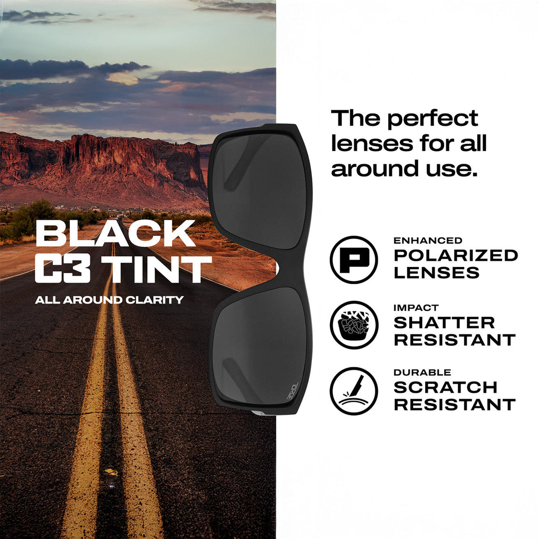 TOROE Performance Eyewear Sunglasses MOJAVE C3 Black Polarized