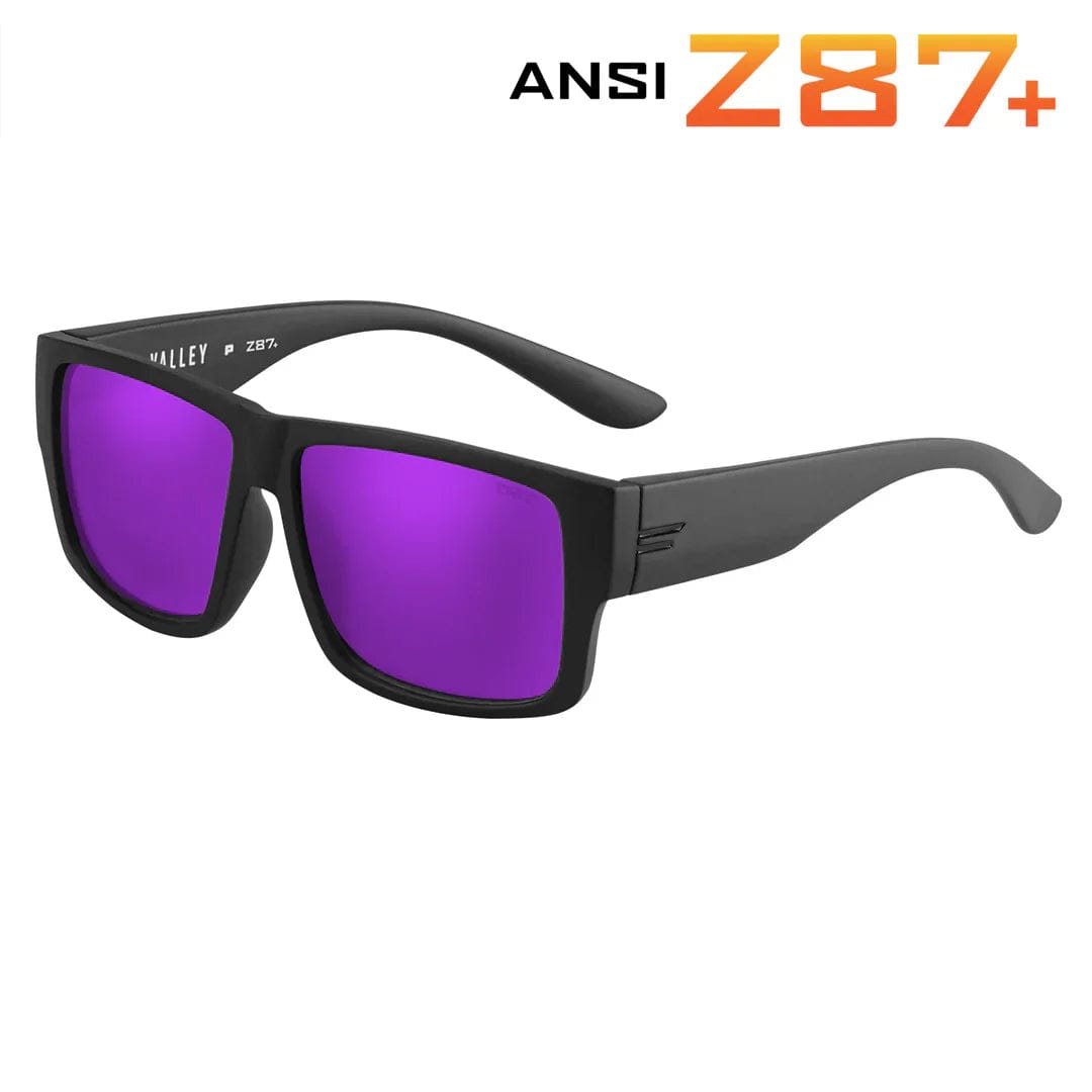 TOROE Performance Eyewear Sunglasses Purple Mirror Lens VALLEY ANSI Z87+ Safety Polarized