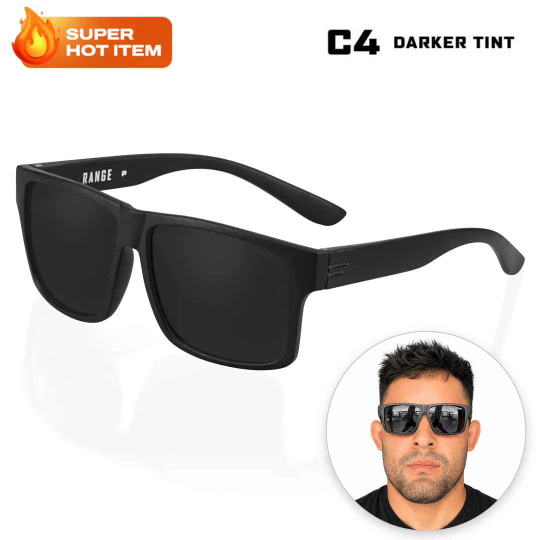 TOROE Performance Eyewear Sunglasses STANDARD SIZE / Black C4 Extra DARK Range Polarized Sunglasses | Standard & XL Fit