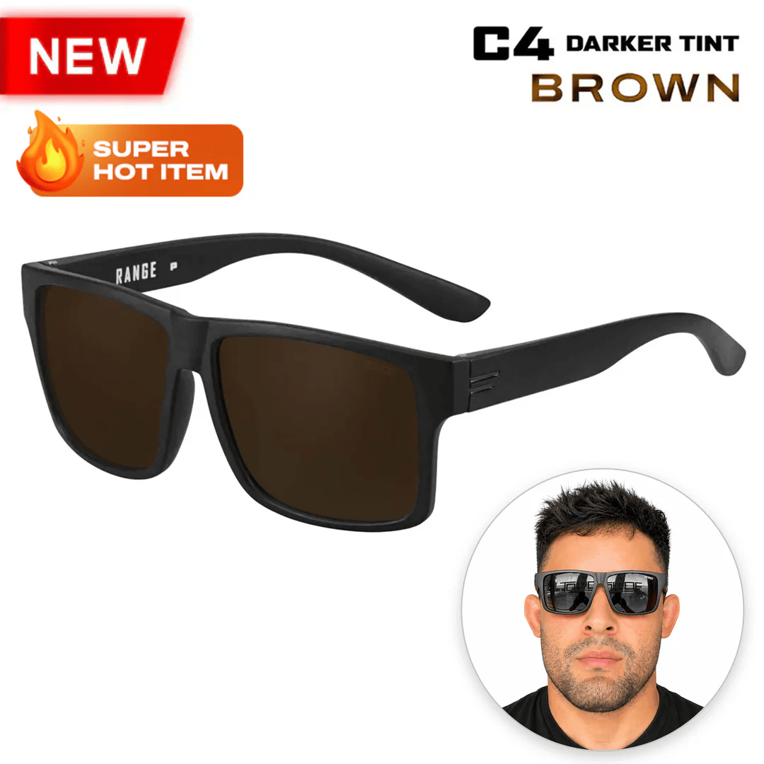 TOROE Performance Eyewear Sunglasses STANDARD SIZE / Brown C4 Extra DARK Range Polarized Sunglasses | Standard & XL Fit