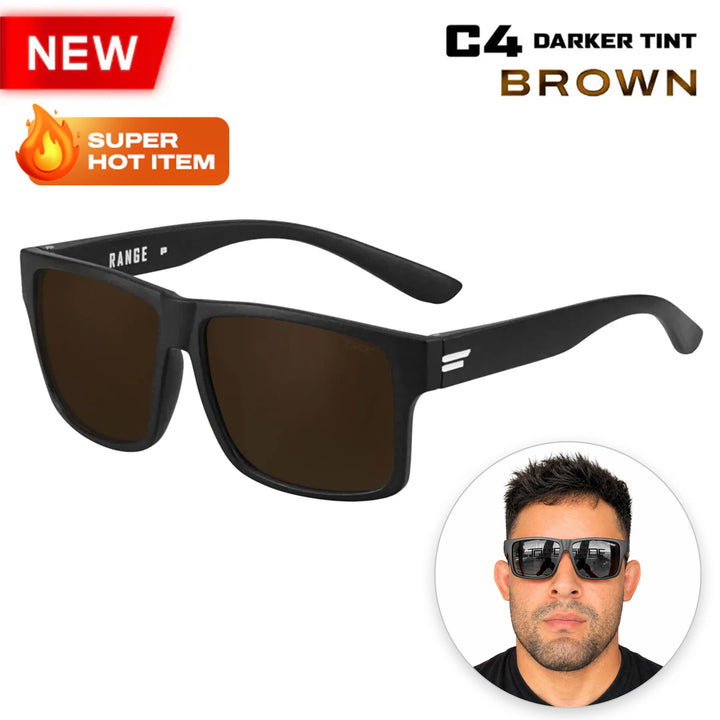 TOROE Performance Eyewear Sunglasses STANDARD SIZE / Brown C4 Lens Range Polarized White Emblem