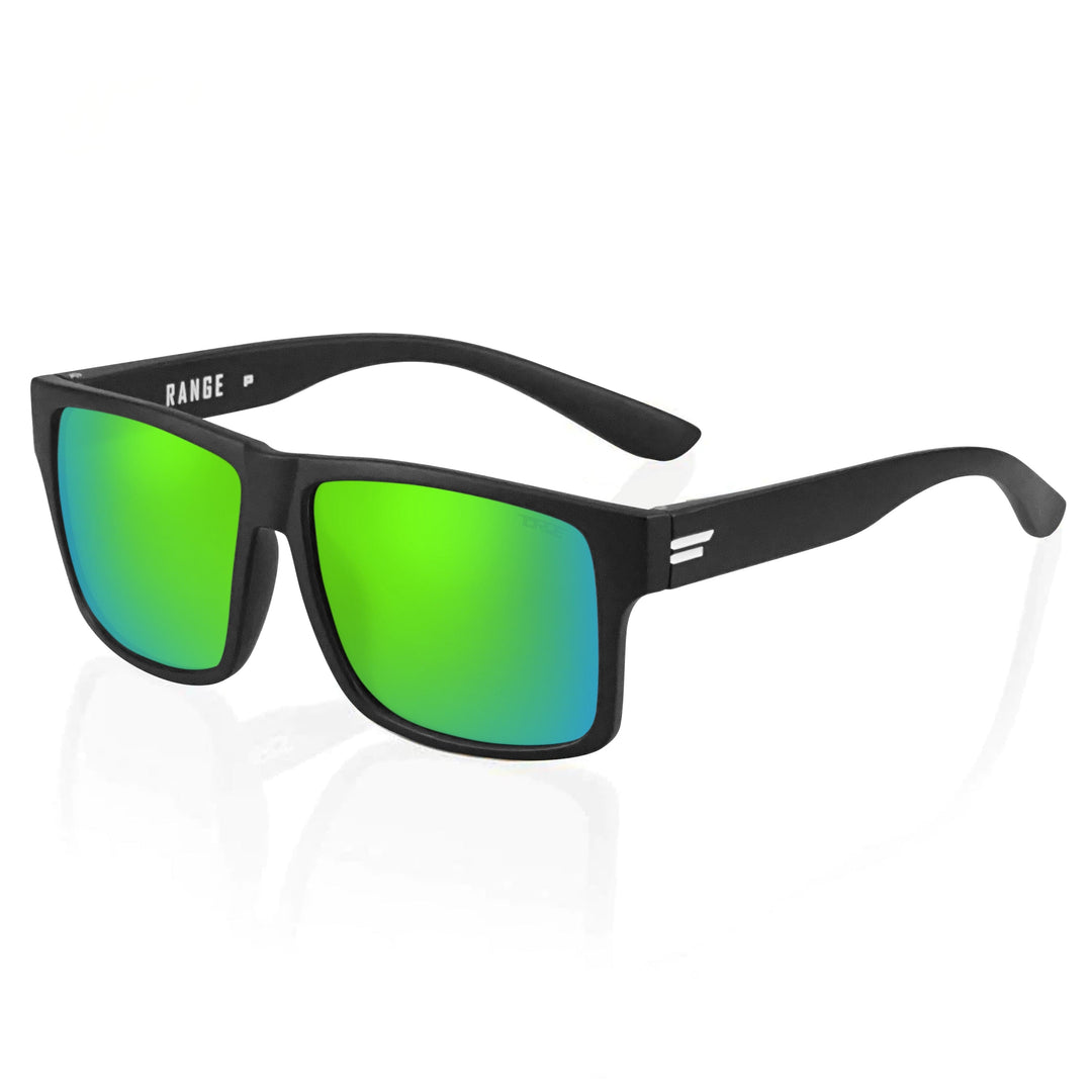 TOROE Performance Eyewear Sunglasses STANDARD SIZE / Midnight Green Mirror Lens Range Polarized White Emblem