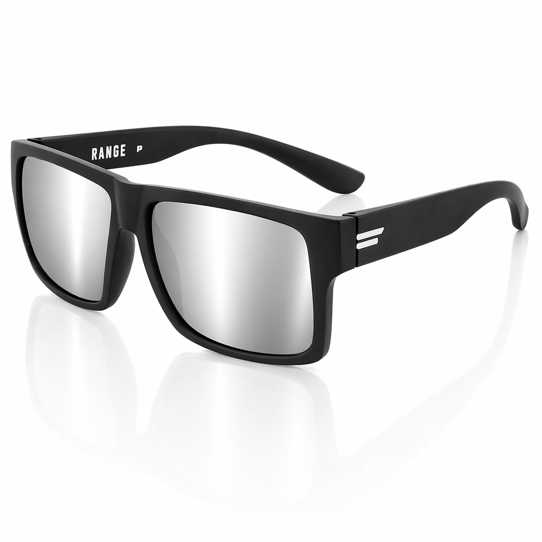 TOROE Performance Eyewear Sunglasses STANDARD SIZE / Silver Mirror Lens Range Polarized White Emblem