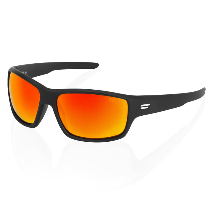 TOROE Performance Eyewear Sunglasses White / Fire Red Mirror Lens FIELD Polarized