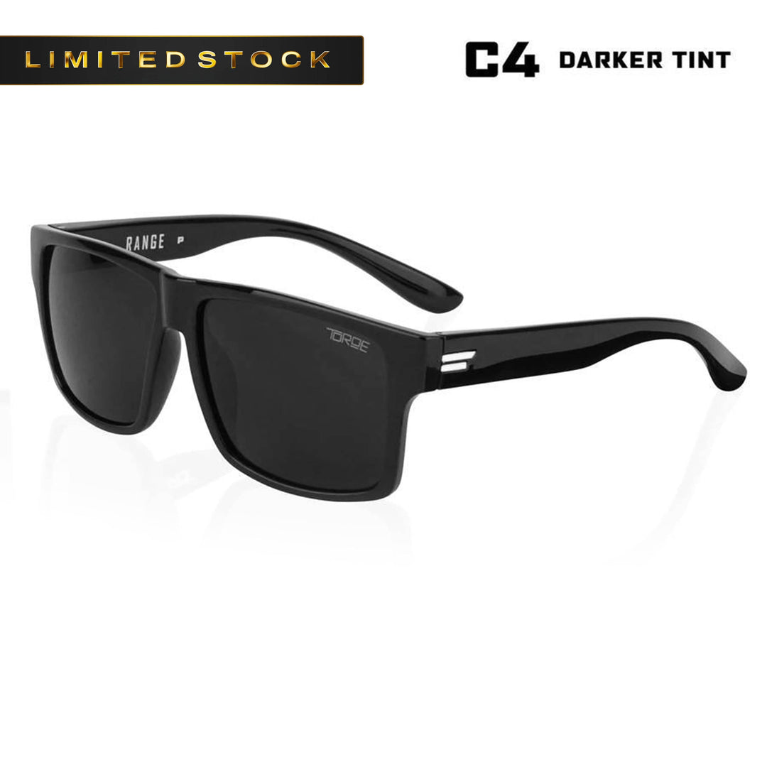 TOROE Performance Eyewear Sunglasses White RANGE C4 Extra Dark Polarized Glossy Frame