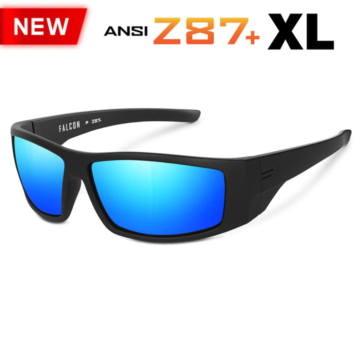 TOROE Performance Eyewear Sunglasses XL EXTRA LARGE / Baja Blue Mirror Lens FALCON ANSI Z87+ Safety Polarized