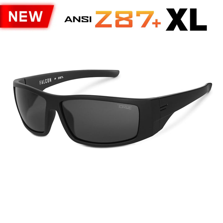 TOROE Performance Eyewear Sunglasses XL EXTRA LARGE / Black C3 Lens FALCON ANSI Z87+ Safety Polarized