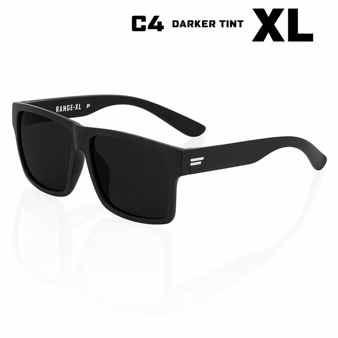 TOROE Performance Eyewear Sunglasses XL EXTRA LARGE / Black C4 Lens Range Polarized Sunglasses | Standard & XL Fit White Emblem