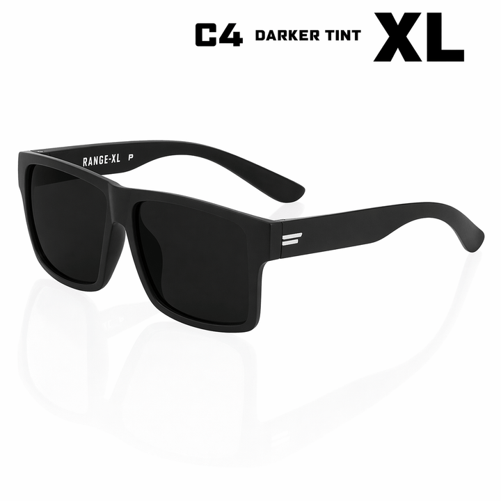 TOROE Performance Eyewear Sunglasses XL EXTRA LARGE / Black C4 Lens Range Polarized Sunglasses | Standard & XL Fit White Emblem
