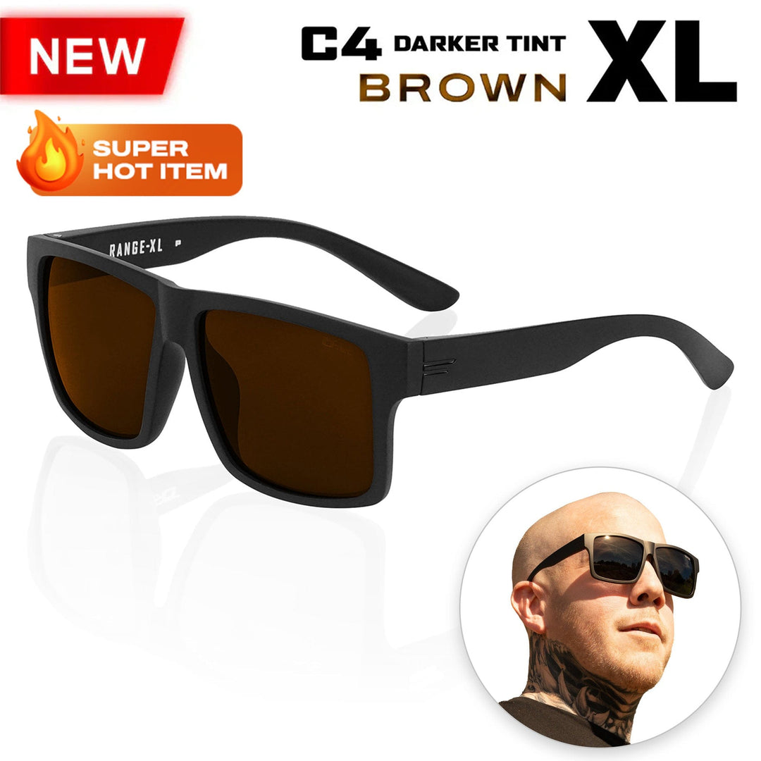 TOROE Performance Eyewear Sunglasses XL EXTRA LARGE / Brown C4 Extra DARK Range Polarized Sunglasses | Standard & XL Fit