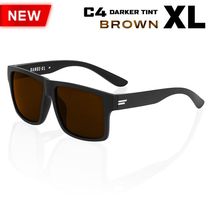 TOROE Performance Eyewear Sunglasses XL EXTRA LARGE / Brown C4 Lens Range Polarized White Emblem