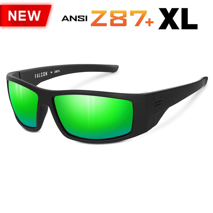 TOROE Performance Eyewear Sunglasses XL EXTRA LARGE / Midnight Green Mirror Lens FALCON ANSI Z87+ Safety Polarized
