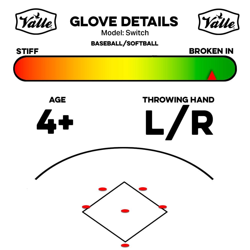 Valle Sporting Goods Baseball & Softball Gloves Switch Ambidextrous Pancake Glove | Valle Sporting Goods