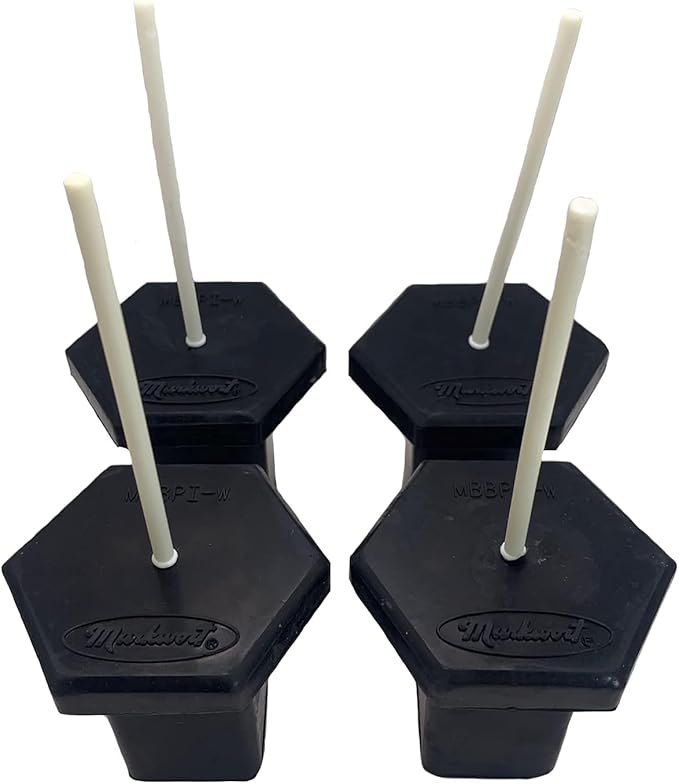 Varo Baseball Base Plugs Markwort Hexagon Black Rubber Base Plug With White Indicator - 4 Pack