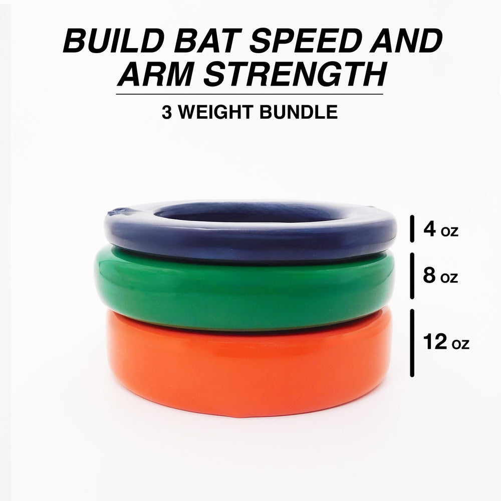 Varo Baseball Bat Weights Markwort PowerSwing Baseball and Softball Donut Bat Weight Set - 4 Oz, 8 Oz and 12 Oz