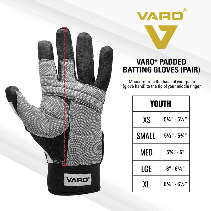 Varo Baseball Batting Gloves Varo Padded Batting Gloves - Youth (Pair)