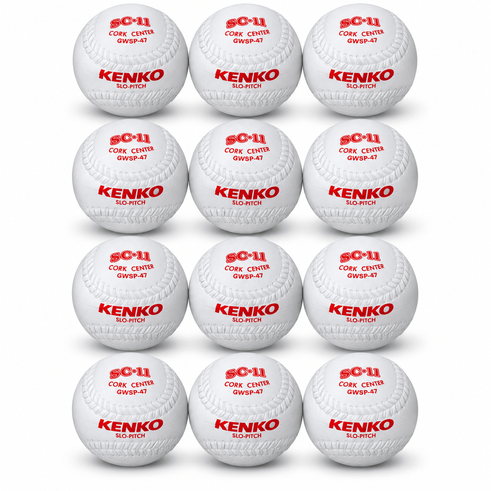Varo Baseball Kenko Balls Kenko 11" Cork Center Softball White - Dozen