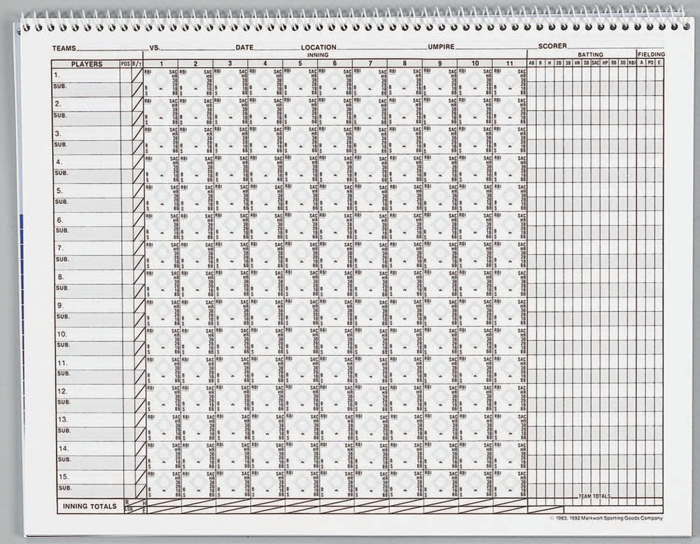 Varo Baseball Markwort Baseball & Softball Scorebook - 23 Games