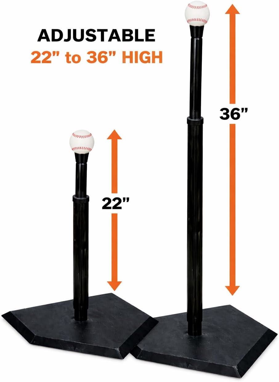 Varo Baseball Markwort Batting Tee with Black Home Plate – Adjustable 22–36 in, Heavy-Duty