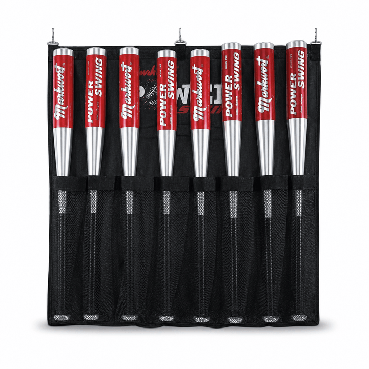 Varo Baseball Markwort Hanging Baseball Bat Bag – Holds 8 Bats, Fence-Mount Organizer with Mesh Sleeves & Carry Straps