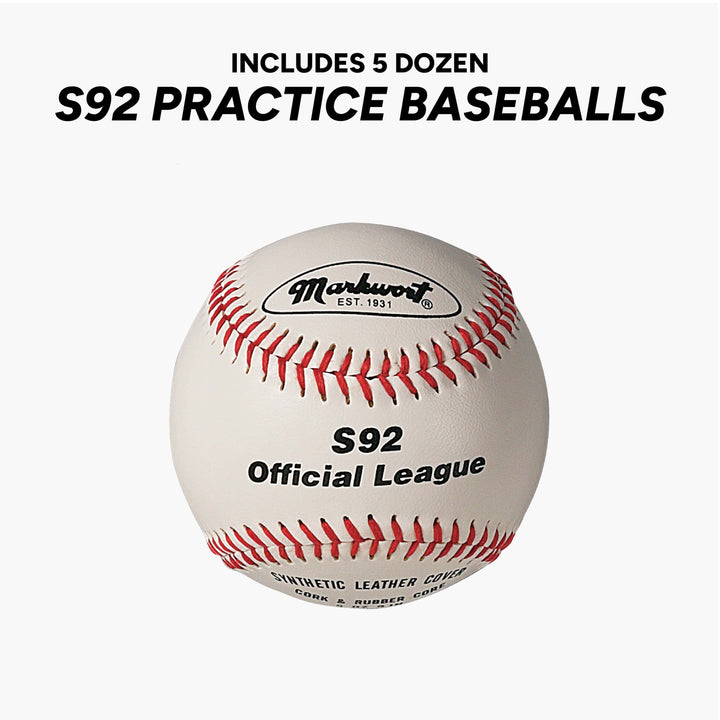 Varo Baseball Markwort PowerSwing Baseball Bucket with 60 Practice Baseballs