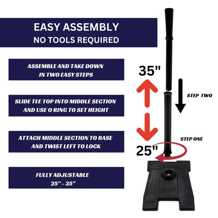 Varo Baseball Rotor System USA Pro Series Adjustable Baseball / Softball Batting Tee -  Black Base