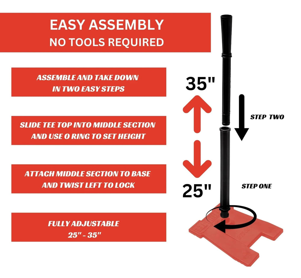 Varo Baseball Rotor System USA Pro Series Adjustable Baseball / Softball Batting Tee -  Red Base