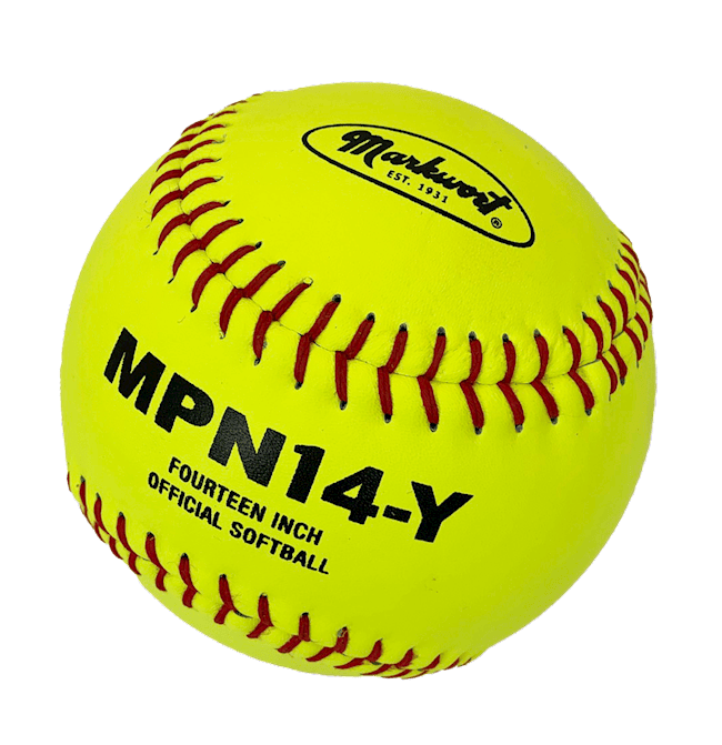 Varo Baseball Softballs Markwort Softball Leather 14 Poly Core Yellow/Red Stitch