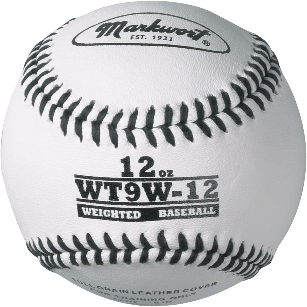 Varo Baseball Weighted 12 oz. Markwort Lite Weight and Weighted White Leather Baseball
